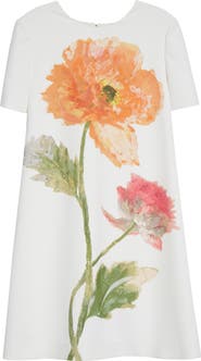 Carolina Herrera Poppy Print Stretch Crepe A-Line Minidress