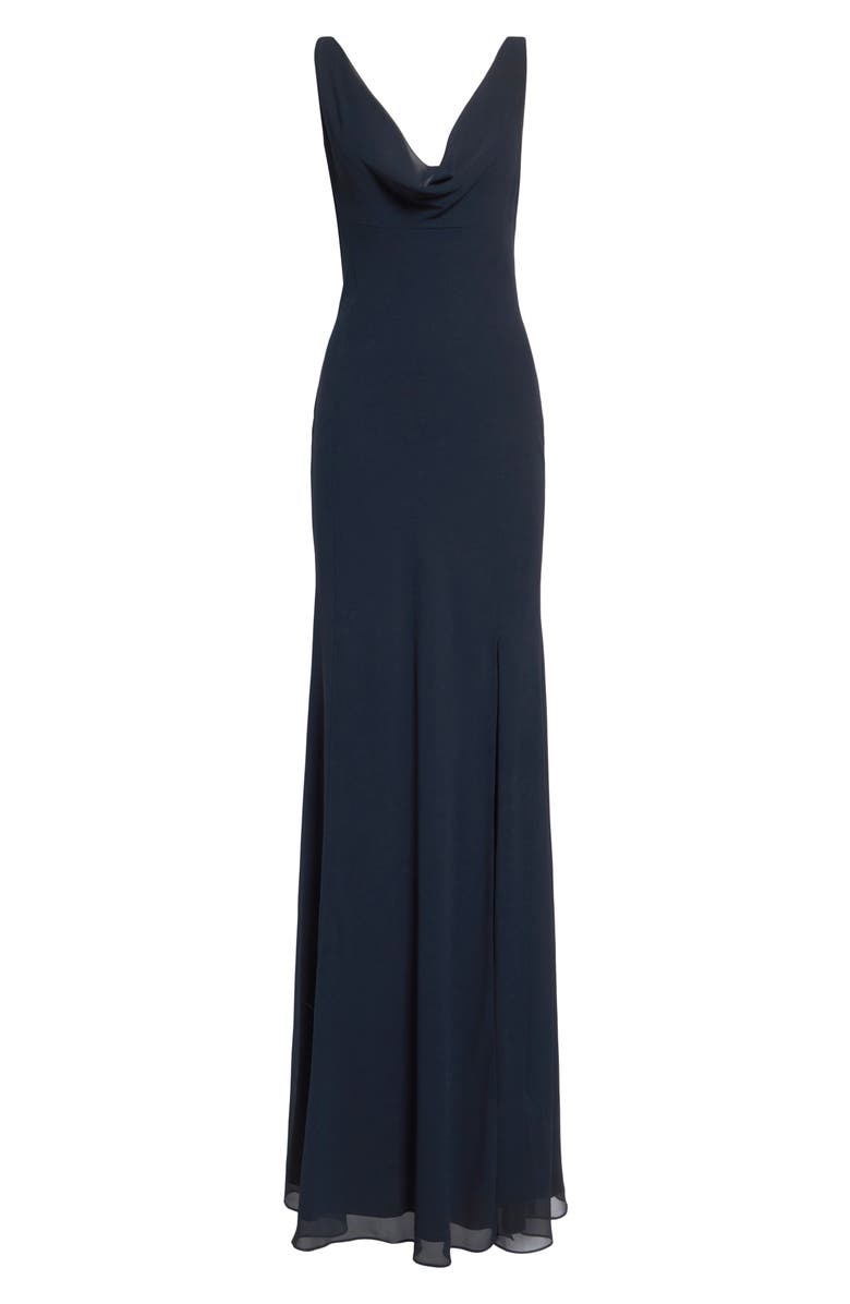 Jason Wu Collection Plunging Cowl Georgette Gown, Alternate, color, Ultra Navy