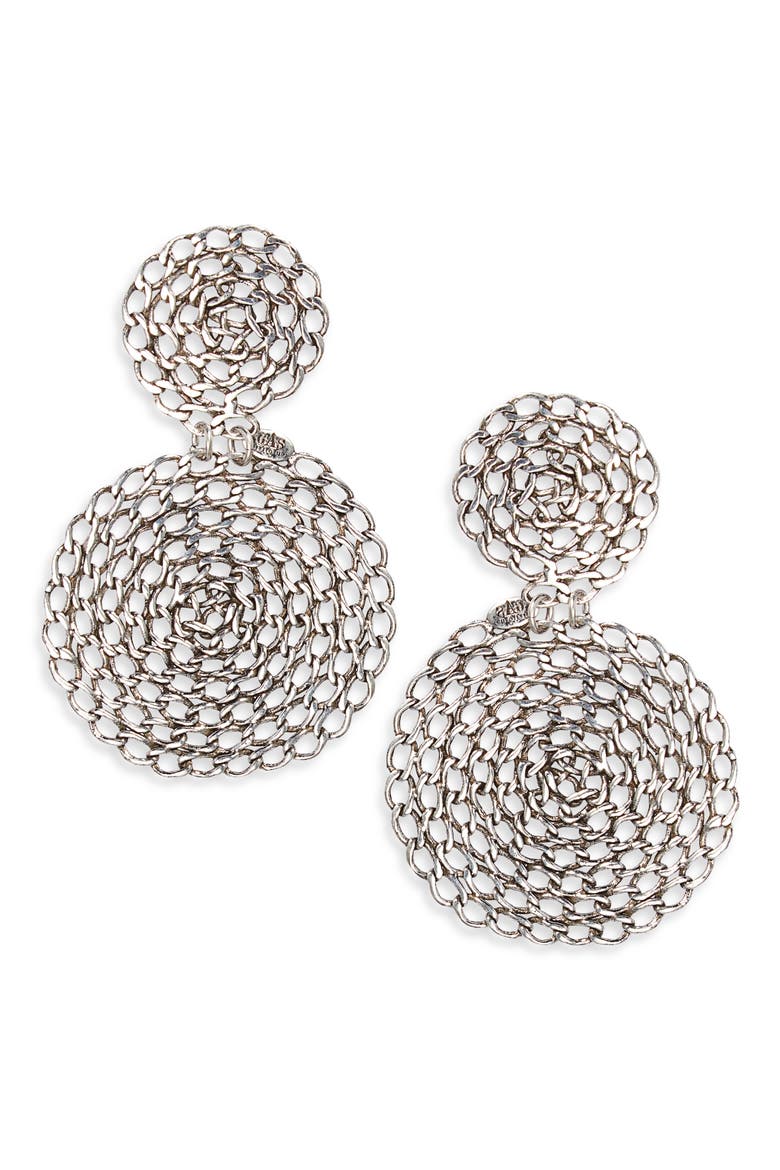 Onde Gourmette Earrings, Main, color, SILVER