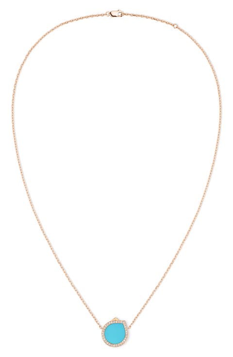 Antifer Turquoise & Diamond Pendant Necklace