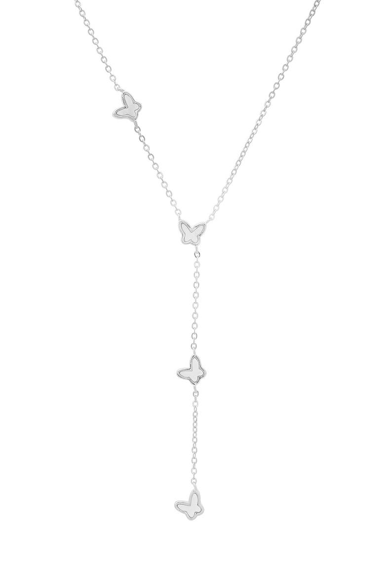 Mother of Pearl Y-Drop Necklace, Main, color, SILVER