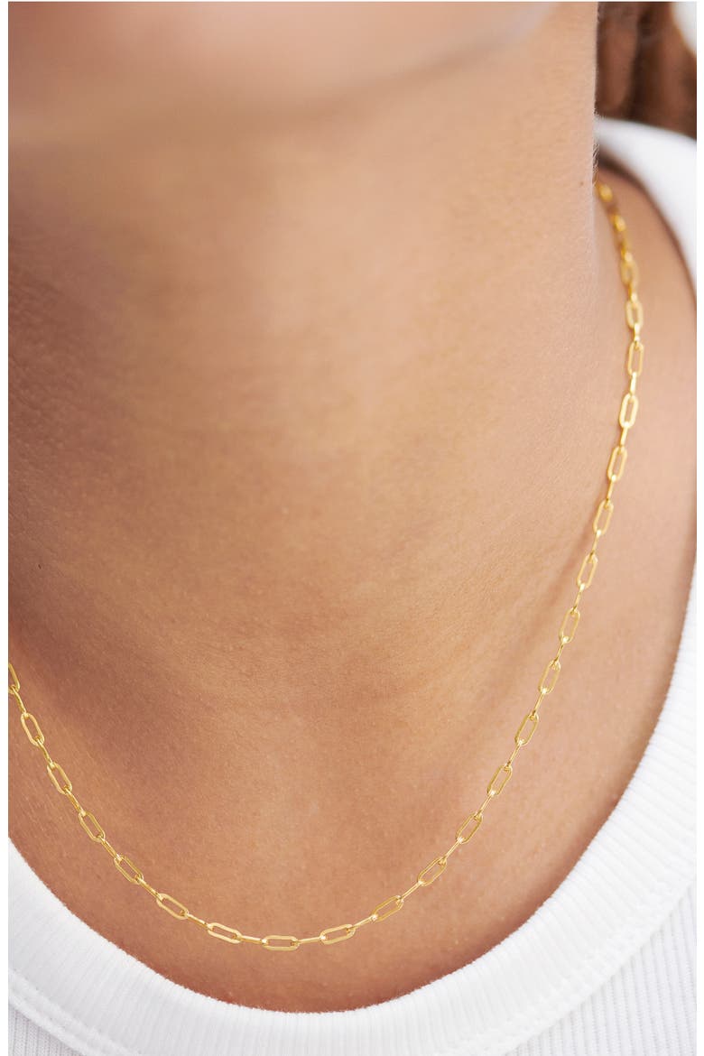 Mini Paper Clip Chain Necklace, Alternate, color, 18CT GOLD VERMEIL ON STERLING