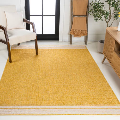 Jonathan Y Alda Modern Minimalist Mingled Solid Indoor/outdoor Area Rug In Yellow/cream