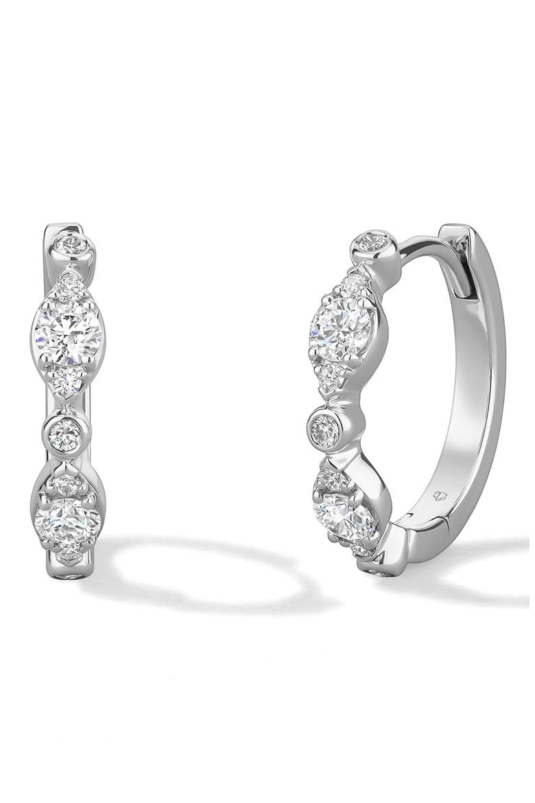 Regal Diamond Hoop Earrings, Main, color, WHITE GOLD/ DIAMOND