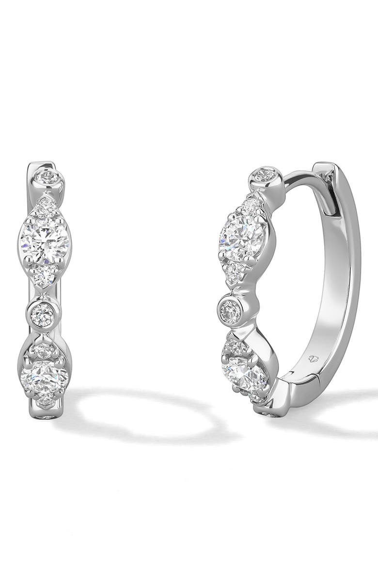 HEARTS ON FIRE Regal Diamond Hoop Earrings, Main, color, White Gold/ Diamond