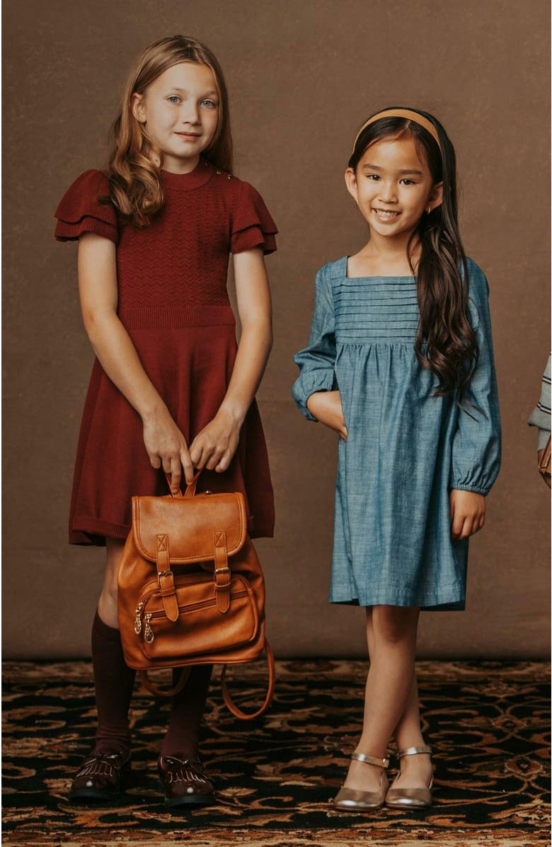 Hope & Henry Girls' Organic Flutter Sleeve Sweater Dress, Kids, Alternate, color, 