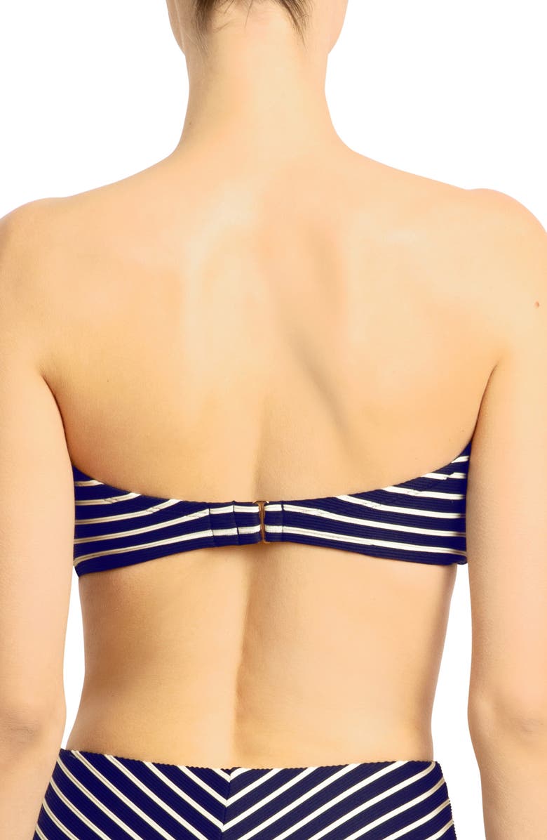 Robin Piccone Parker Stripe Bandeau Bikini Top, Alternate, color, Navy/ White