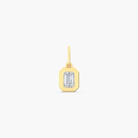 Emerald Domed Lab Diamond Charm in 14K