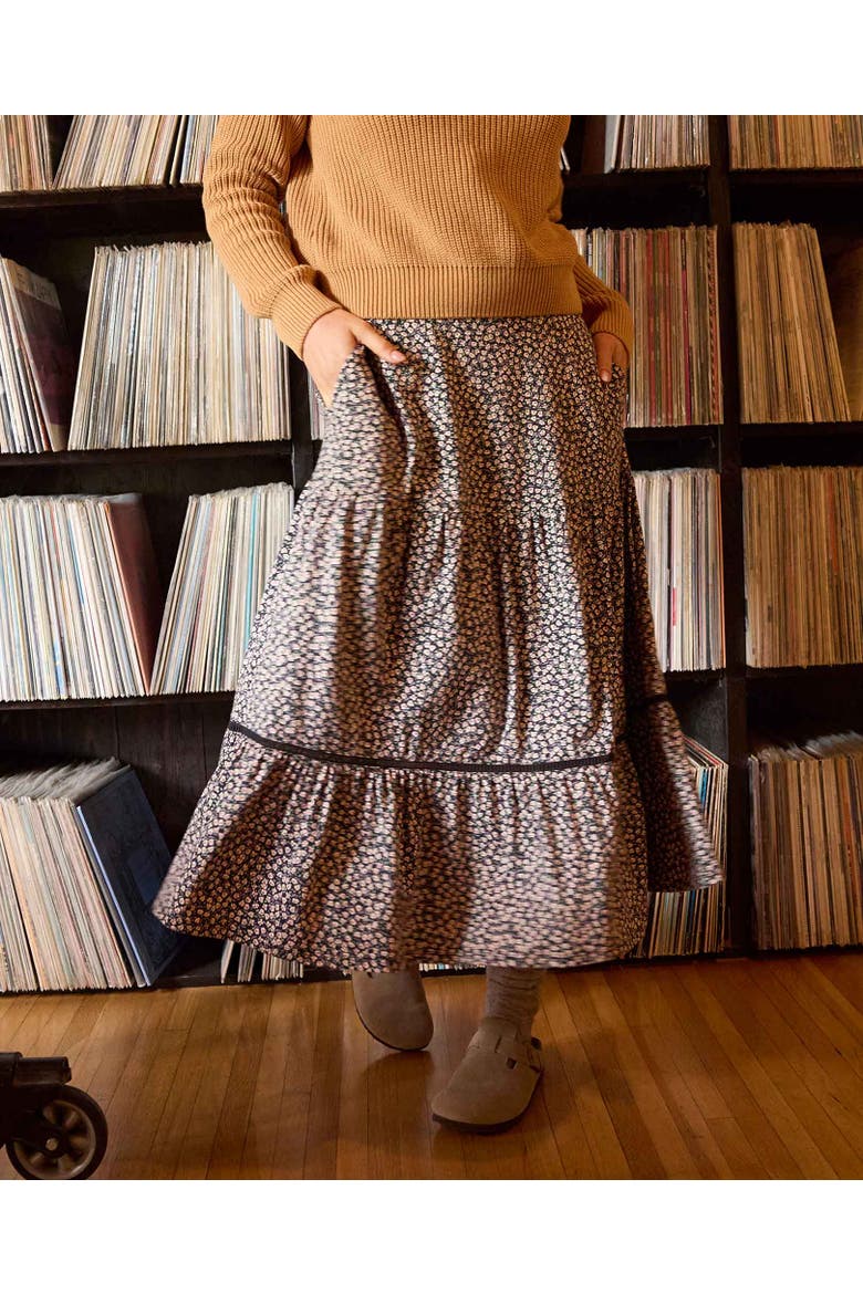 Marigold Tiered Midi Skirt, Alternate, color, Salt Ditsy Print