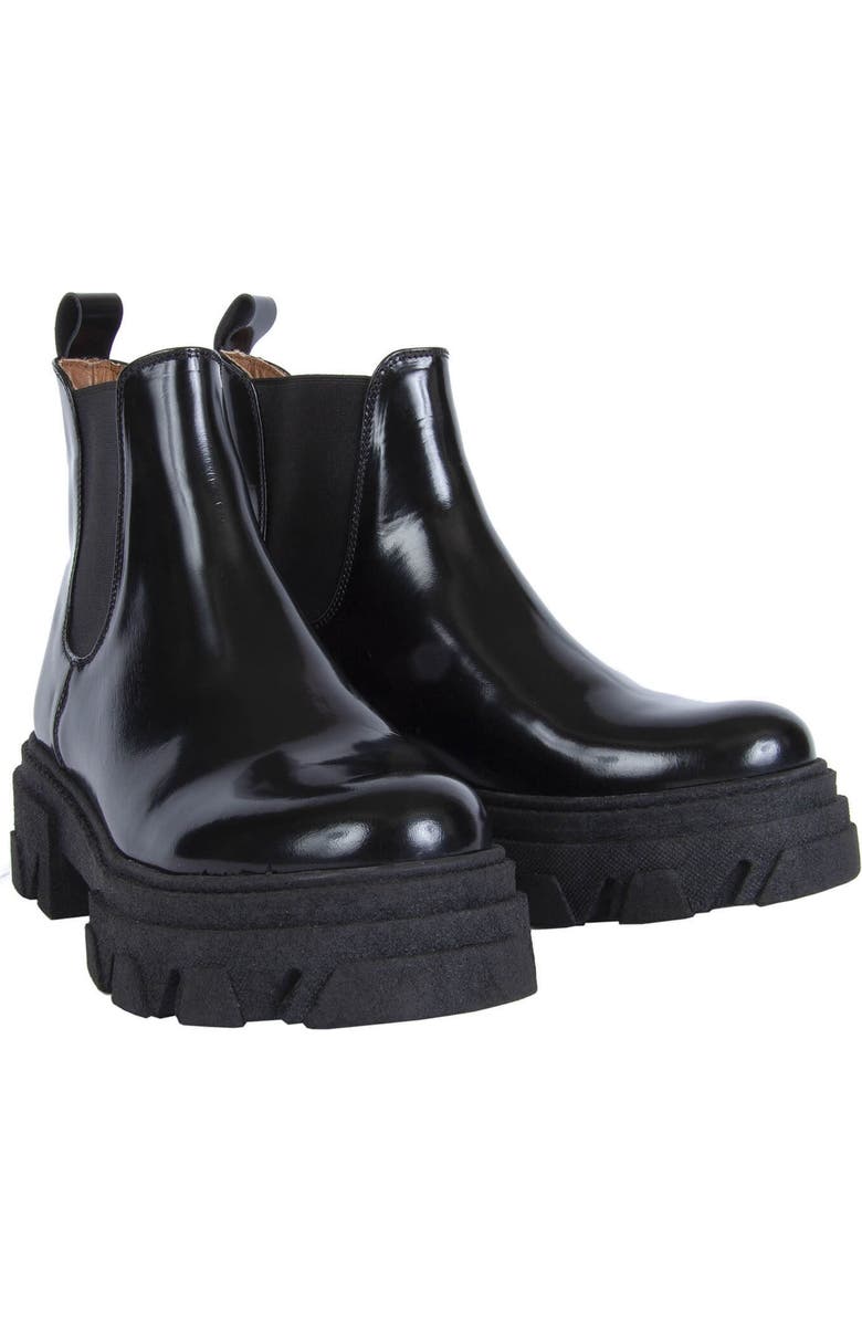 URBNKICKS Chelsea Shinny Black Leather Boots, Alternate, color, Black