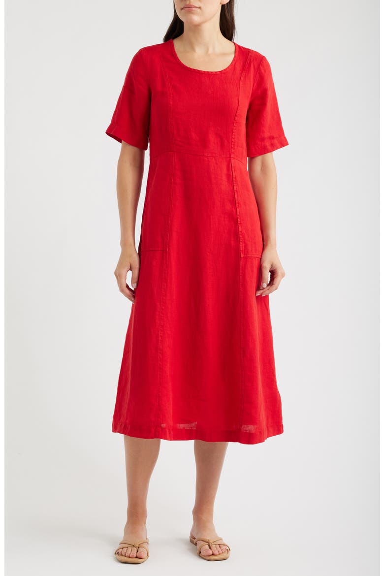 Grass Wave Midi Dress, Main, color, BOAT RED