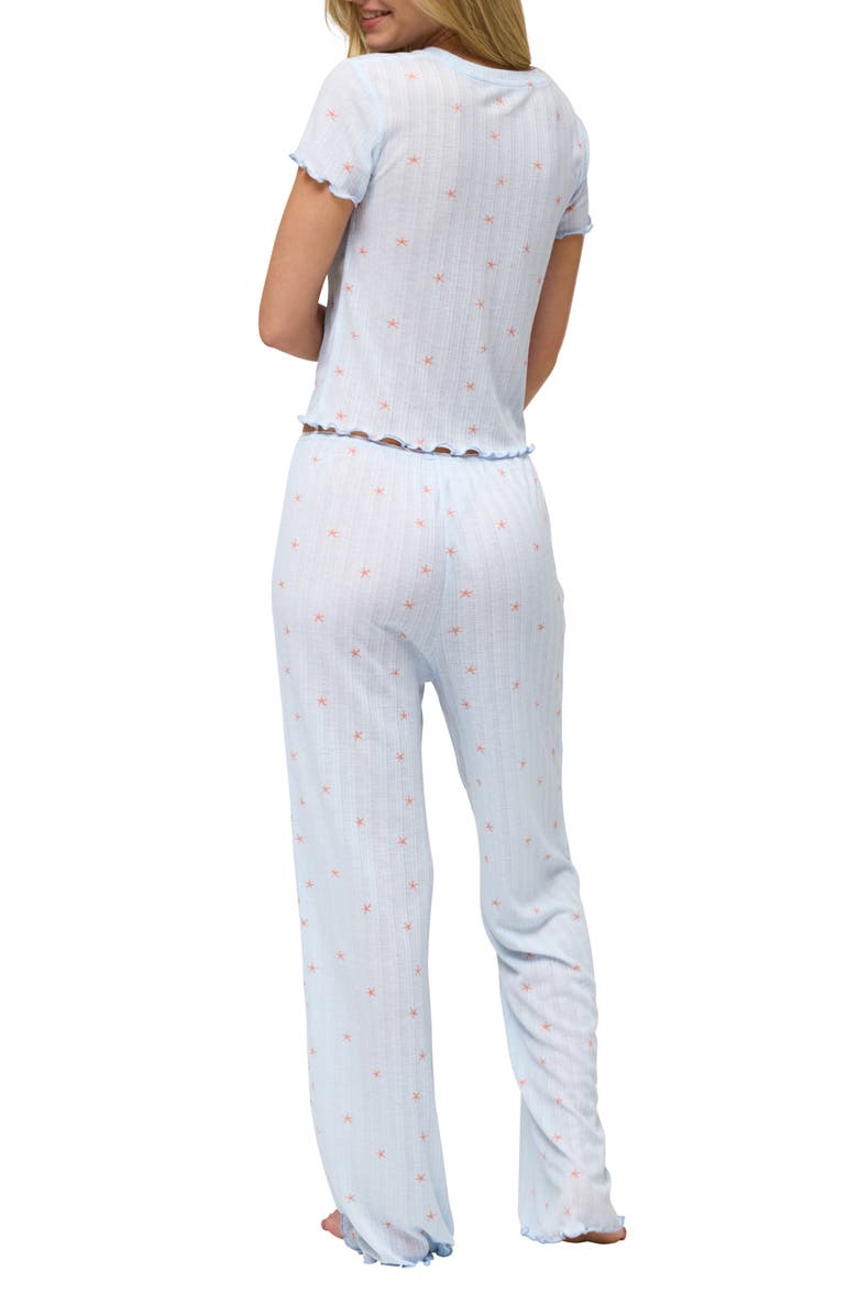 Honeydew Somewhere Sunny Pointelle Pajamas, Alternate, color, Surf Starfish