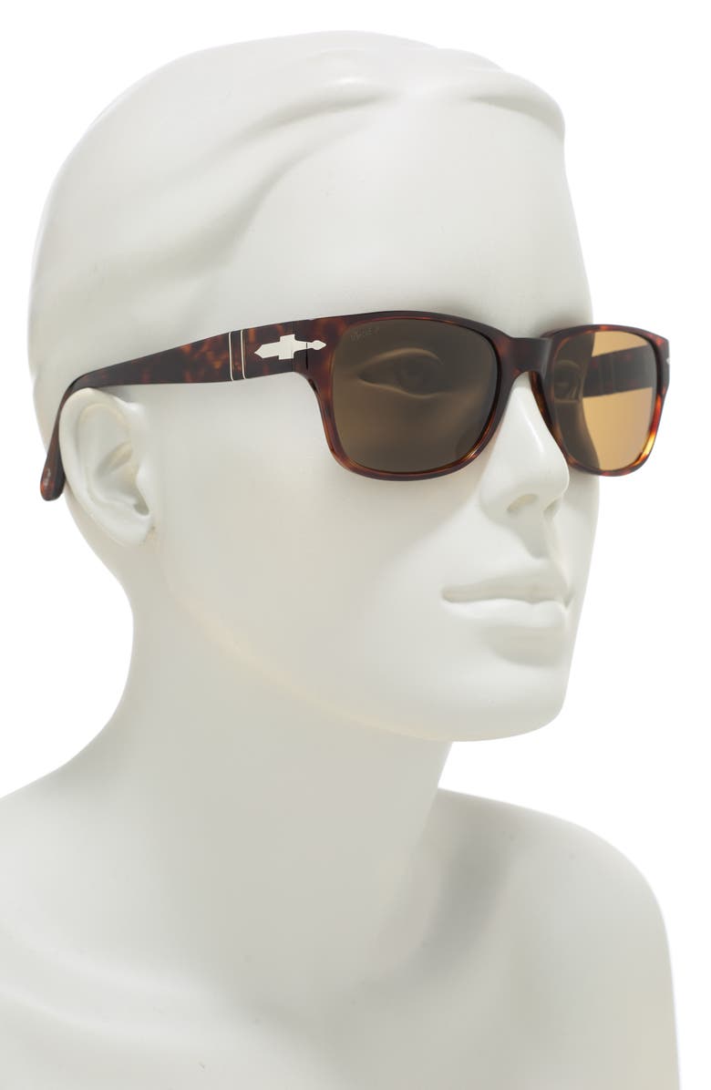 Persol Polarized Rectangular Sunglasses, Alternate, color, Pol Brown