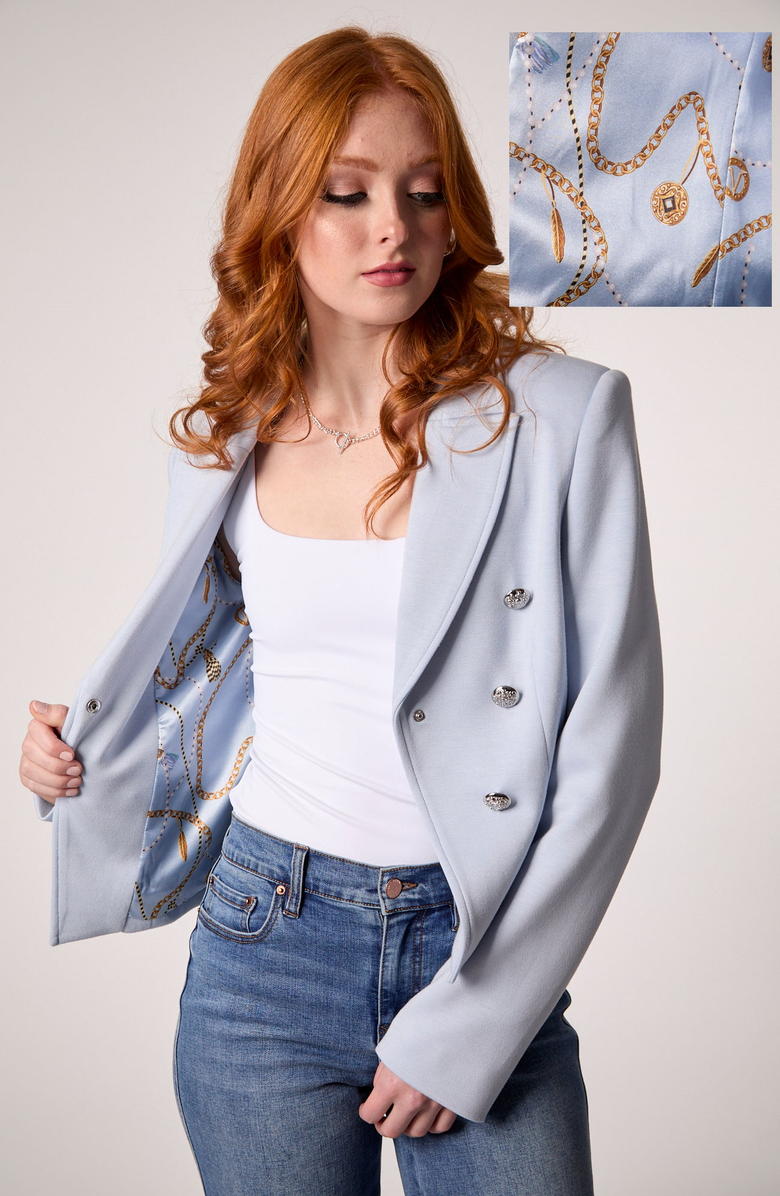 BLUE REVIVAL Charlotte Cropped Blazer, Alternate, color, Baby Blue