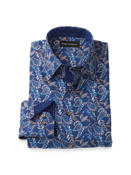 Paul Fredrick Tailored Fit Comfort Stretch Non-iron Paisley Dress Shirt With Contrast Trim