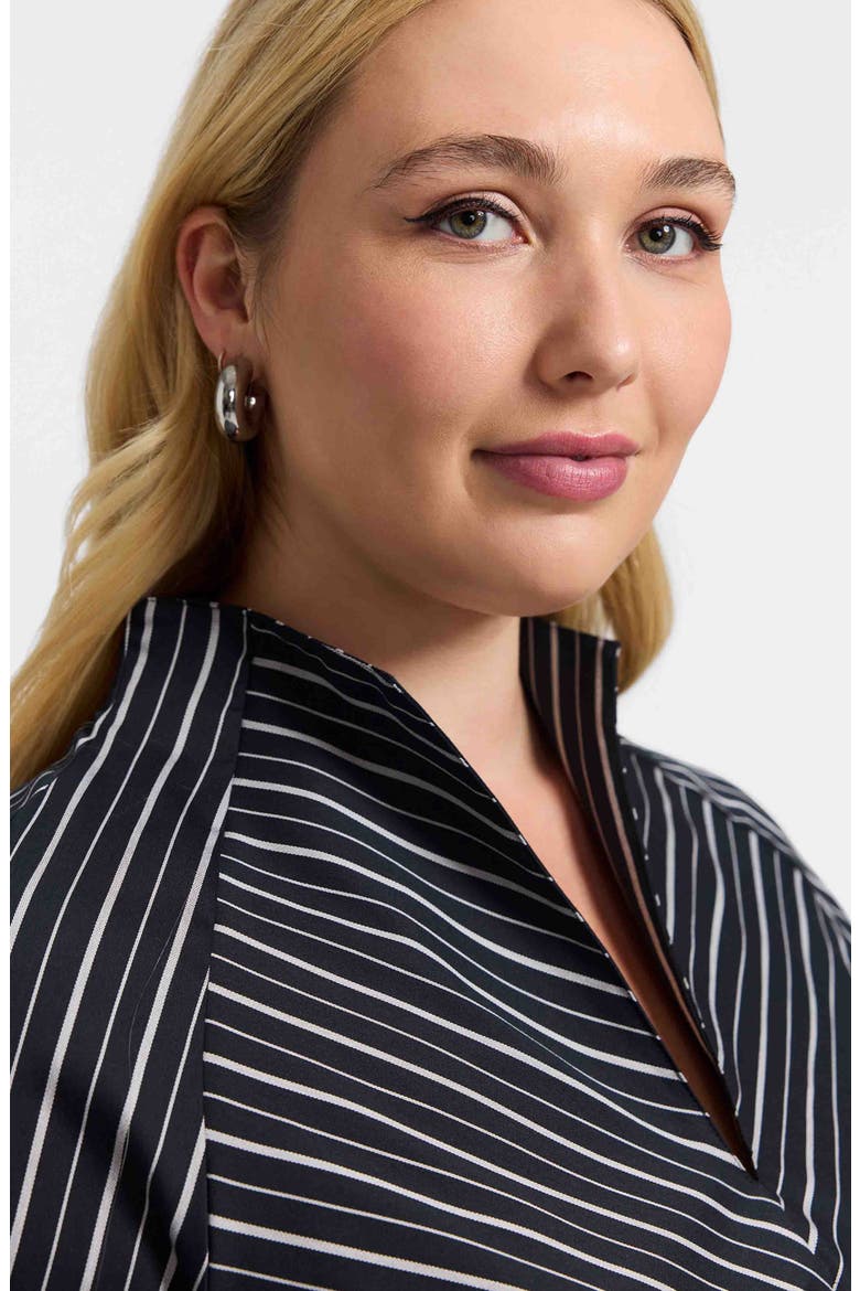 Daphne Stripe Stretch Cotton Blend Pullover Shirt, Alternate, color, BLACK/ WHITE