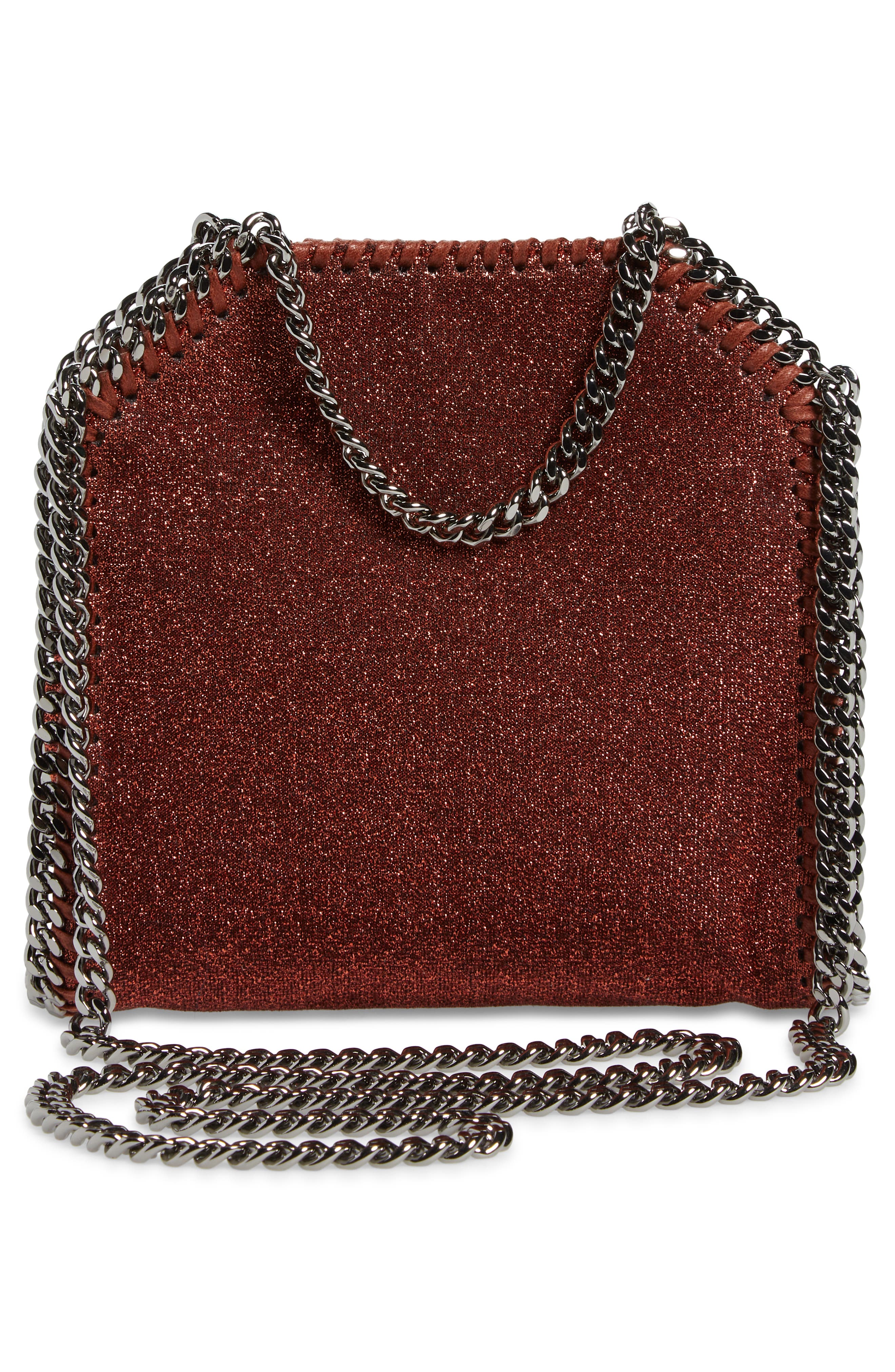 Stella McCartney Tiny Falabella Metallic Crossbody Bag, Alternate, color, 