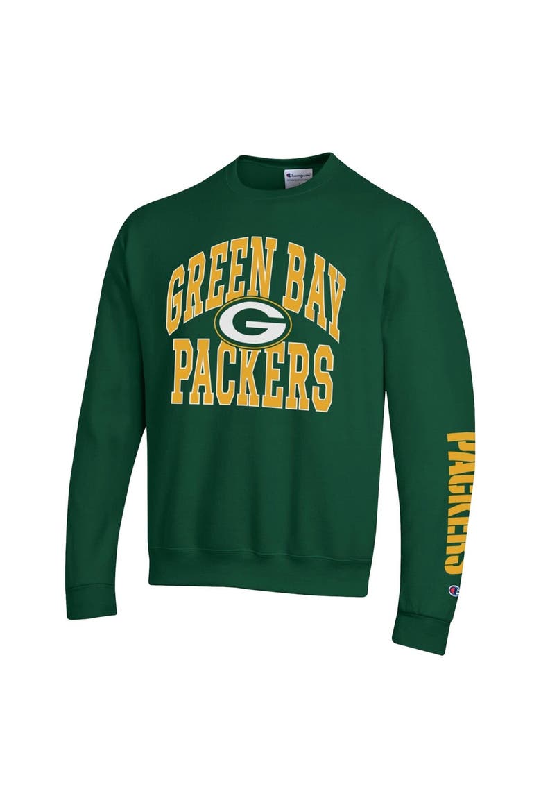 Men's Champion  Green Green Bay Packers Powerblend Fleece Sweatshirt, Alternate, color, Green