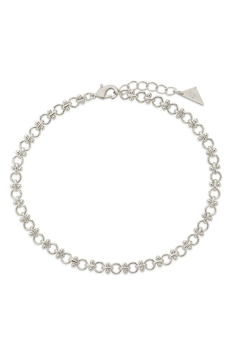 Sterling Forever Nadia Chain Anklet, Main, color, Silver