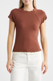 MANGO Lettuce Edge Layered Top