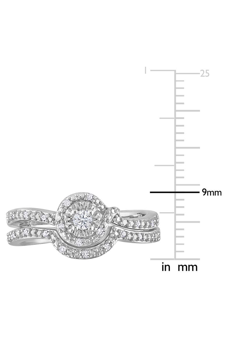 Julianna B. Diamond Halo Bridal Ring Set, Alternate, color, Sterling Silver