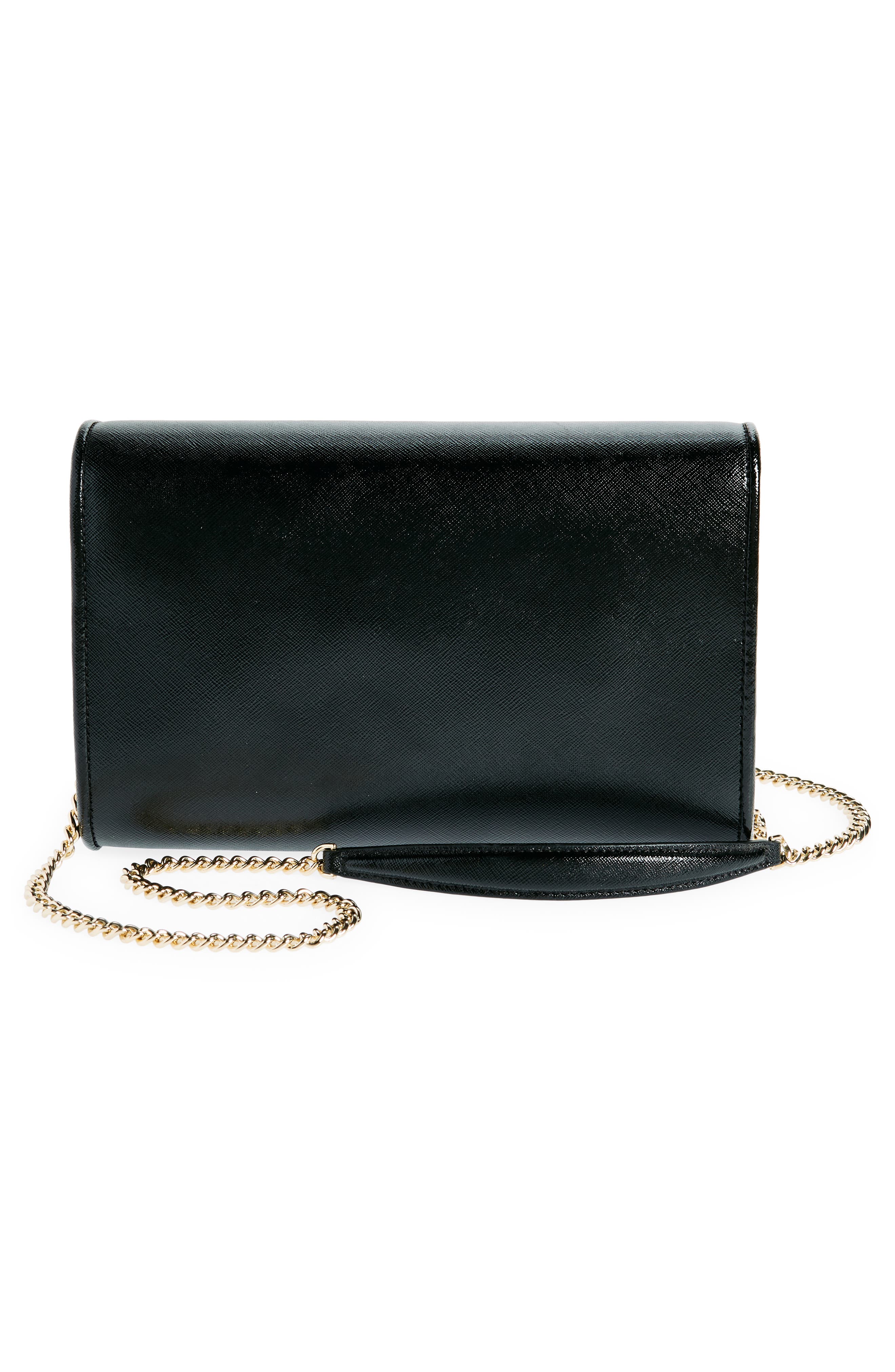 Kate Spade New York anna medium envelope leather convertible clutch, Alternate, color, Black