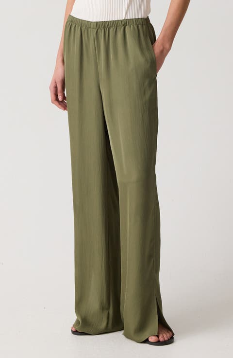Slit Hem Wide Leg Pants