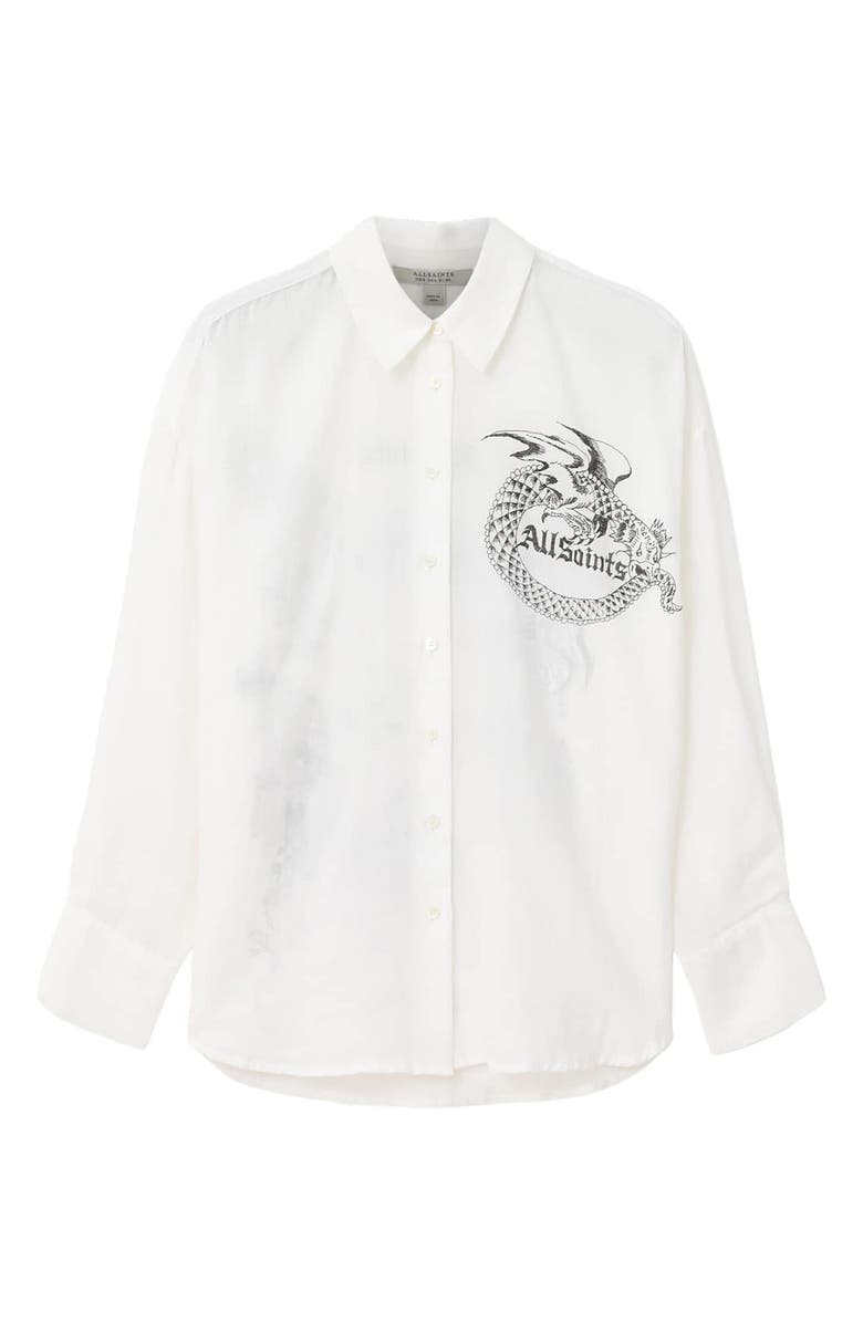 AllSaints Sparrow Logo Graphic Woven Shirt, Alternate, color, White