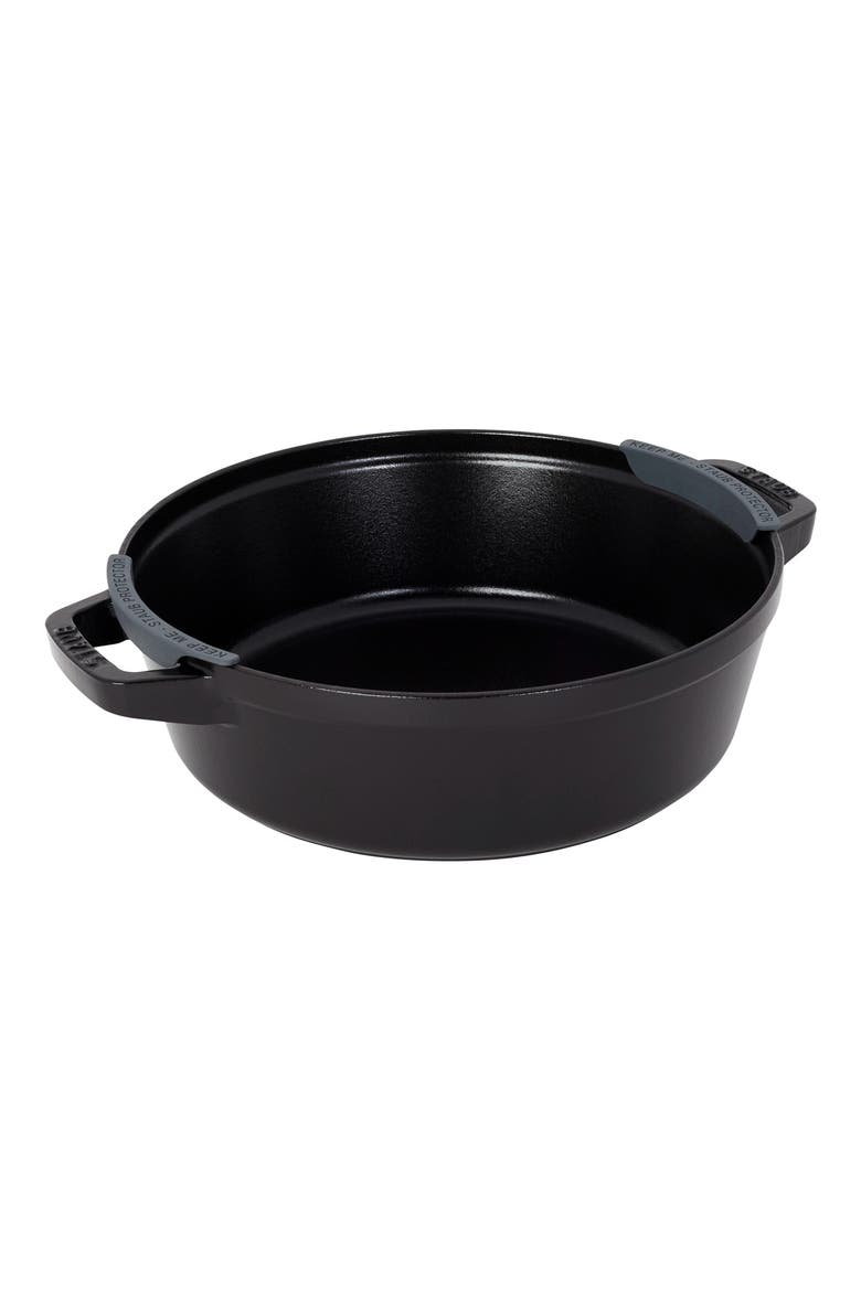 4-Piece Stackable Enameled Cast Iron Cookware Set, Alternate, color, BLACK