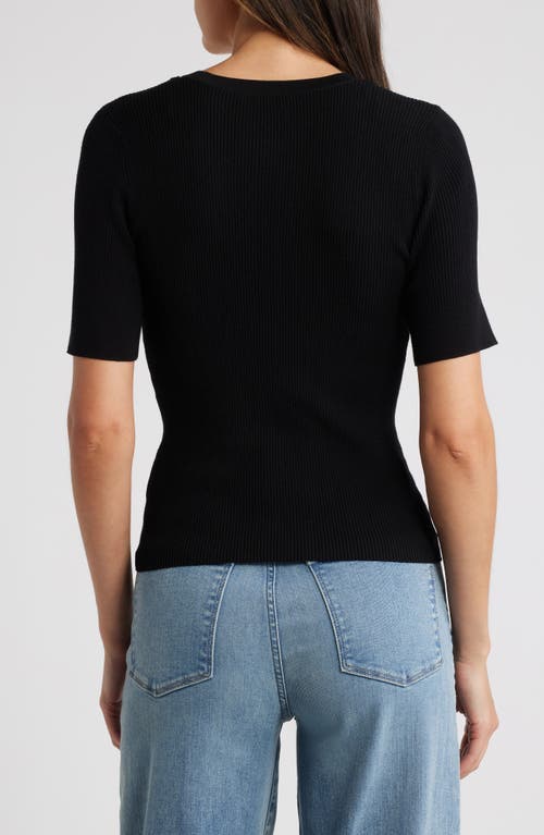 Rails Ari Short Sleeve Rib Sweater In Black