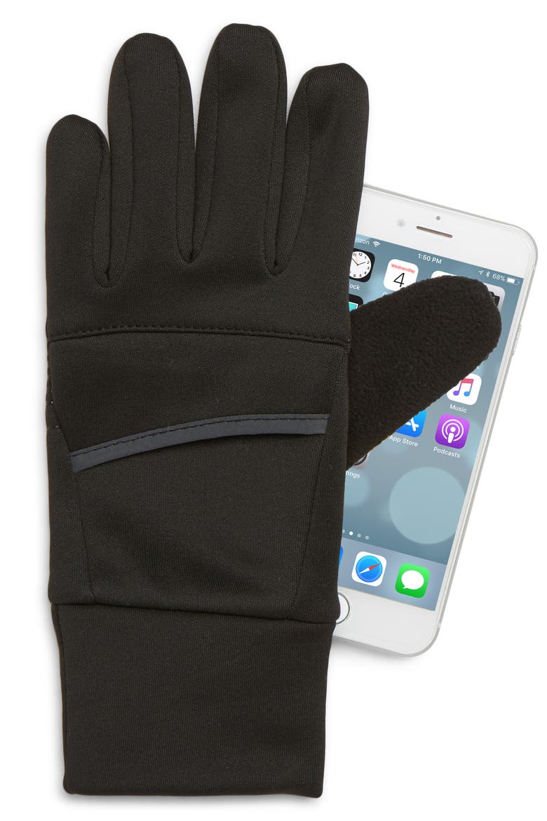 Tech Running Gloves, Alternate, color, BLACK