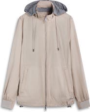 Bugatchi Water Repellent Windbreaker with Removable Drawstring Hood