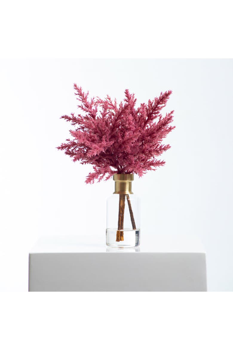 Mauve Pink Faux Pampas Grass Everyday Spring Fall Water Illusion Arrangement In Glass Bud Vase, Main, color, Pink Tall
