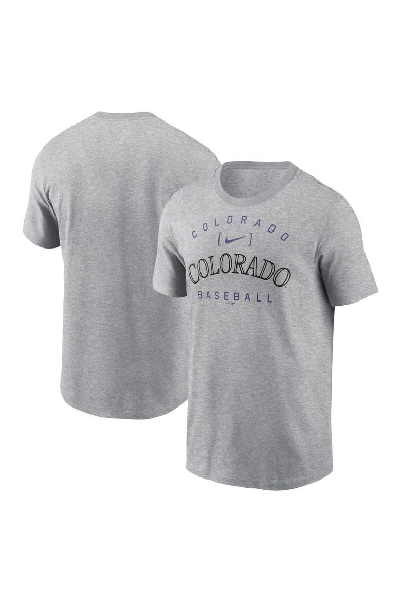 Men's Nike Heather Gray Colorado Rockies Home Team Athletic Arch T-Shirt, Main, color, Heather Gray