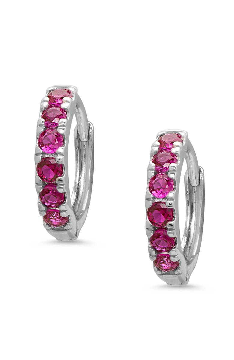 Lily Nily Kids' Cubic Zirconia Hoop Earrings, Main, color, Dark Pink