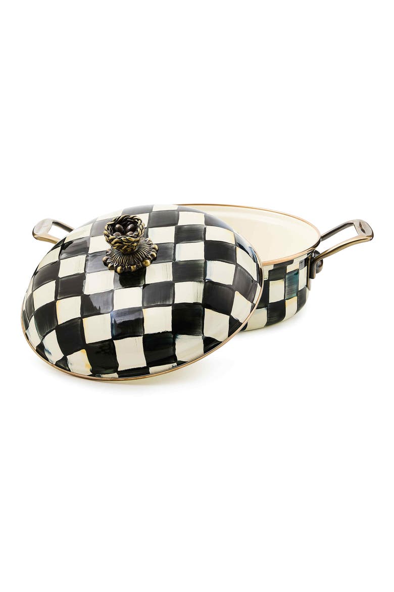 Courtly Check 3-Quart Casserole with Lid, Alternate, color, BLACK/ WHITE