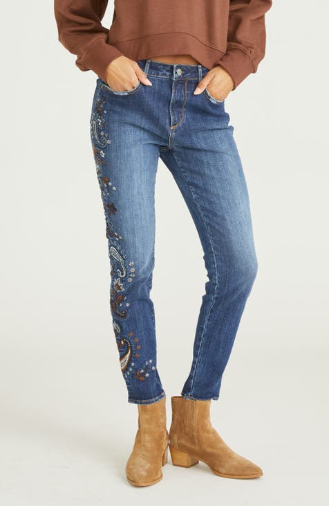 Jackie Floral Embroidered Skinny Jeans