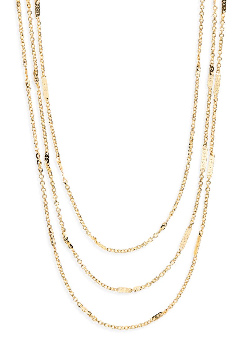 Triple Strand Layered Chain Necklace, Main, color, GOLD