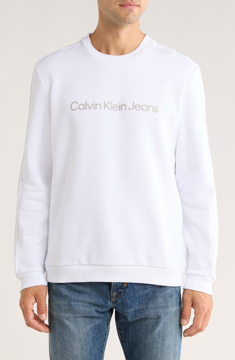 Calvin Klein Logo Graphic Sweatshirt, Main, color, Brilliant White