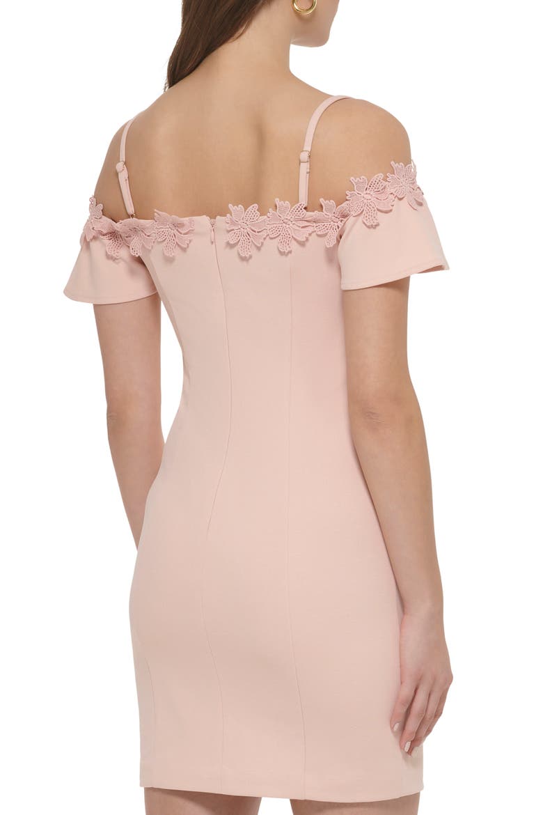 Off-the-Shoulder Scuba Crepe Dress, Alternate, color, BLUSH