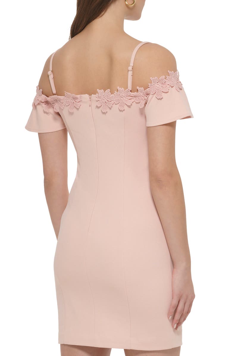 Kensie Off-the-Shoulder Scuba Crepe Dress, Alternate, color, Blush