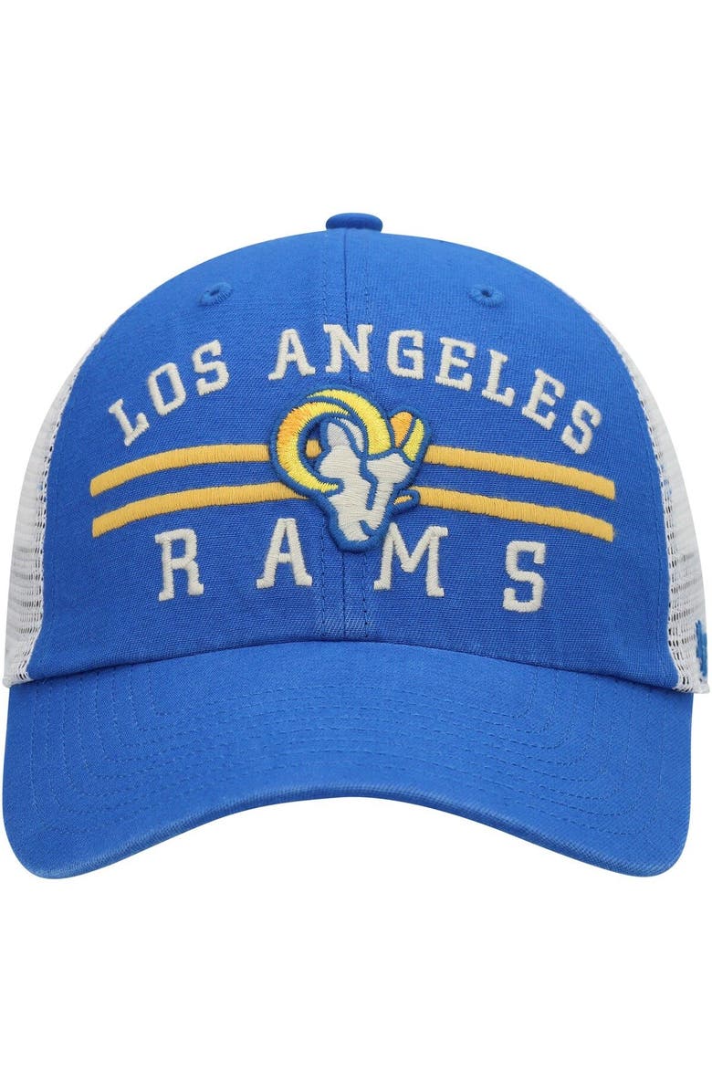 '47 Men's '47 Royal Los Angeles Rams Highpoint Trucker Clean Up Snapback Hat, Alternate, color, 