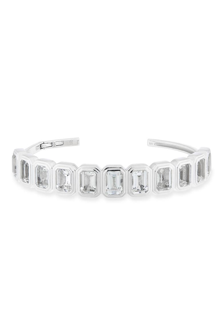 Ray of Light Quatrum Sterling Silver & White Topaz Cuff Bracelet, Main, color, WHITE TOPAZ