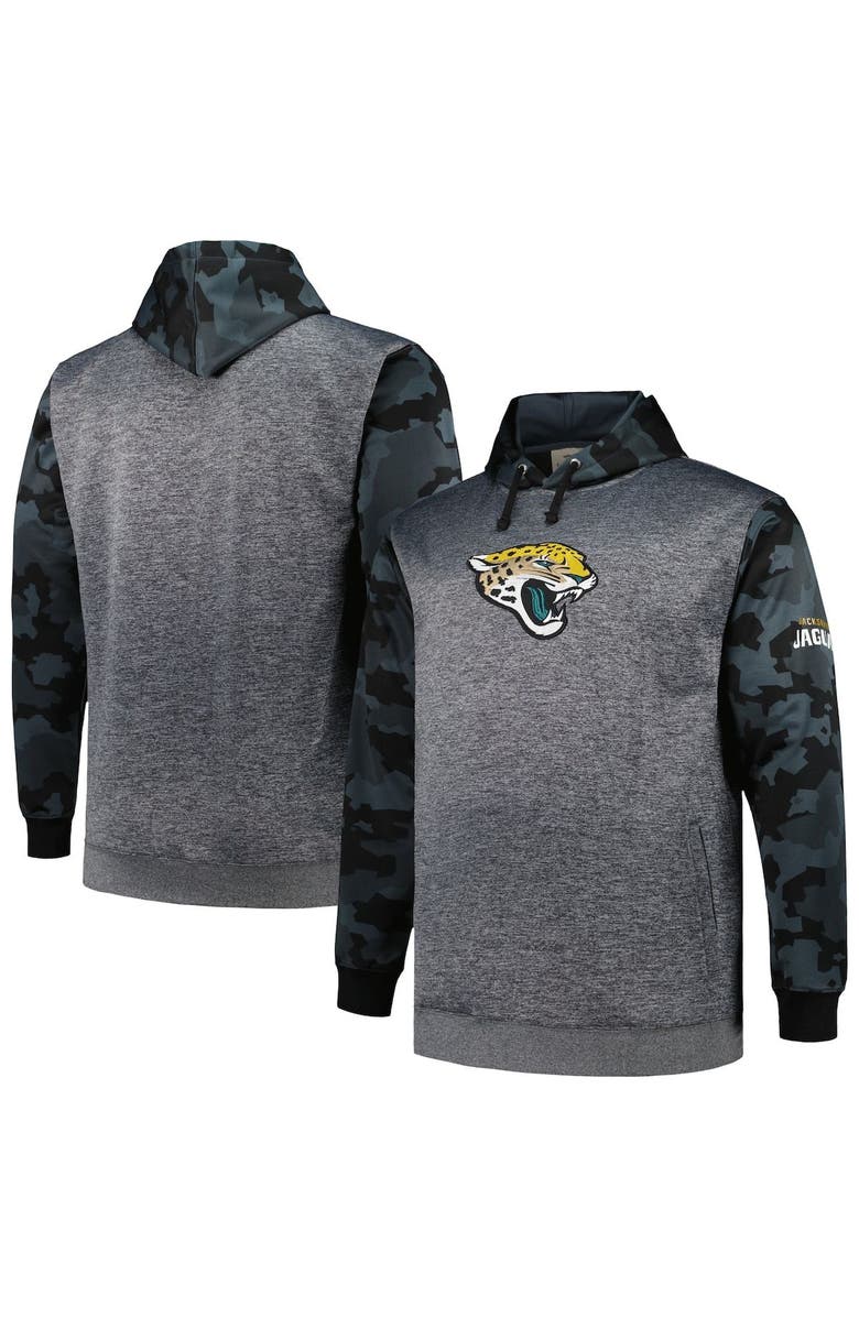 FANATICS Men's Fanatics Branded Heather Charcoal Jacksonville Jaguars Big & Tall Camo Pullover Hoodie, Main, color, 
