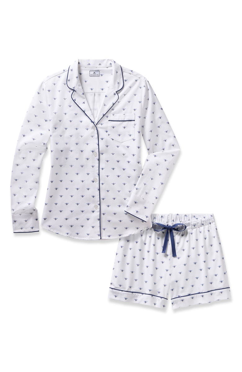 Petite Plume Print Cotton Short Pajamas, Alternate, color,
