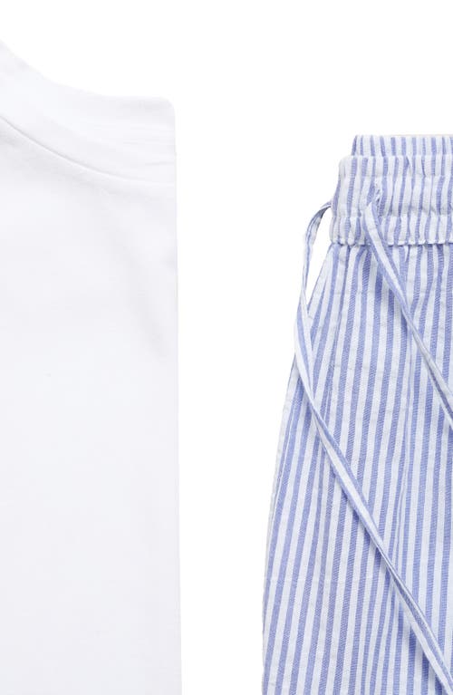 Shop Mango Two-piece Stripe Cotton Pajamas In China Blue