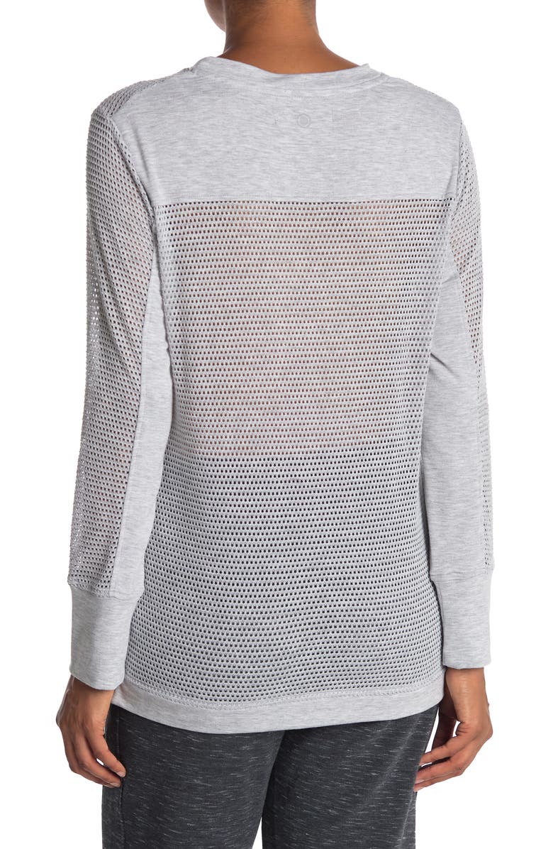 MAX STUDIO Magnolia Mesh Panel Long Sleeve High/Low Top, Alternate, color, 