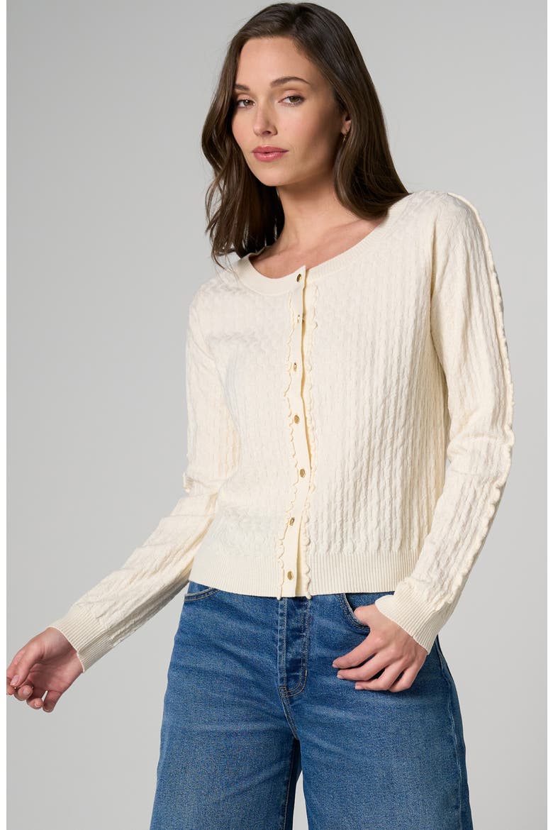 Textured Scoop Neck Cardigan, Alternate, color, CREAM