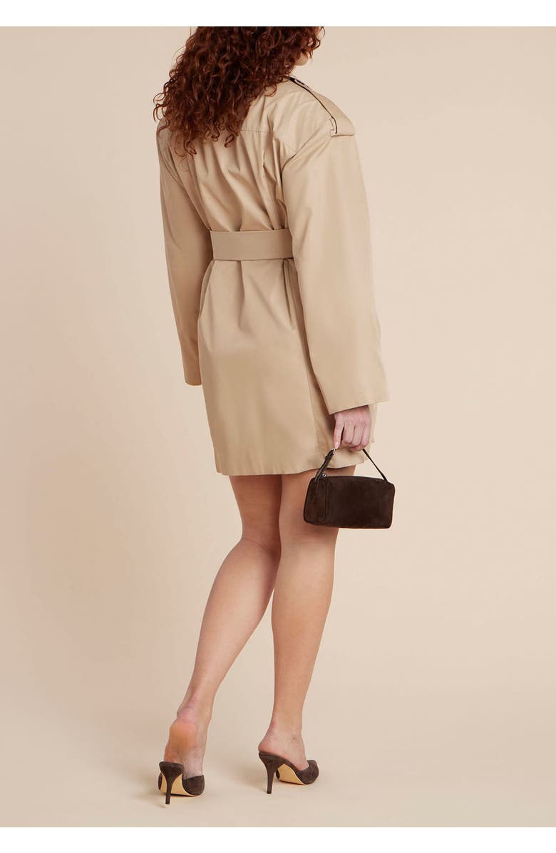 ELOQUII Mini Trench Dress, Alternate, color, Stone