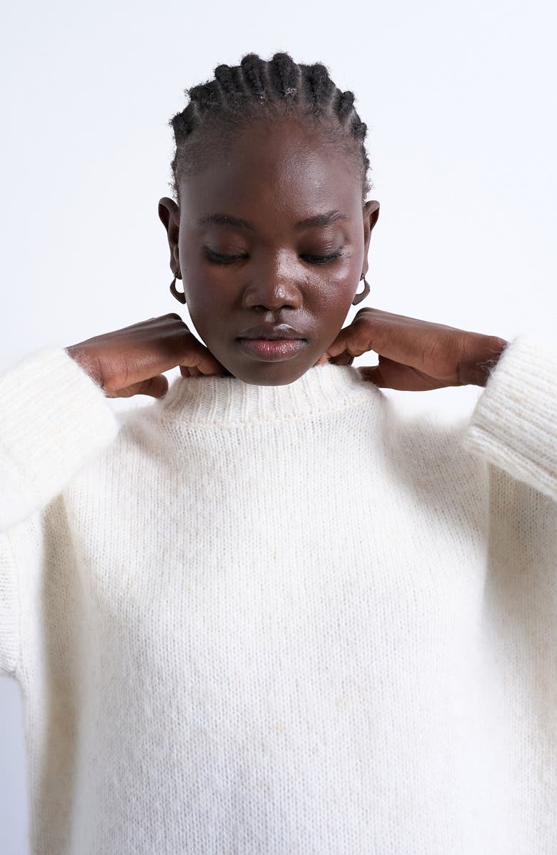 Topshop Fluffy Oversize Crewneck Sweater, Alternate, color, Cream